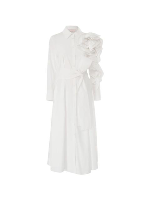CAROLINA HERRERA floral-appliqué midi shirt dress