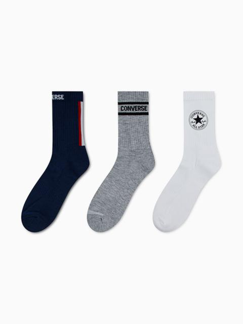 Converse 3-Pack Foxing Stripe Micro Crew Socks