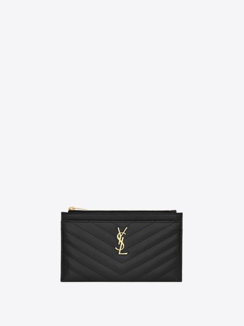 SAINT LAURENT small monogram bill pouch in grain de poudre embossed leather