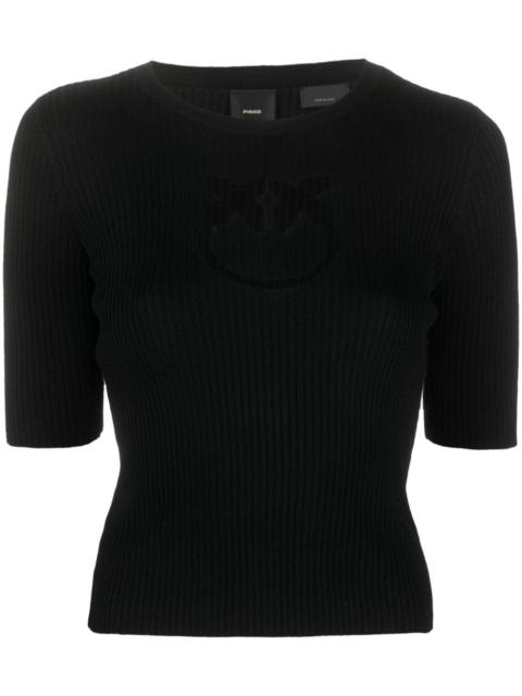PINKO intarsia-knit logo ribbed-knit top