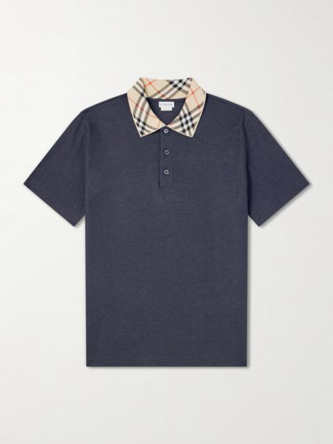 Burberry Checked Cotton-Piqué Polo Shirt