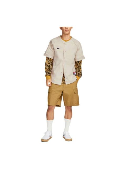 Nike Nike SB Skateboard Solid Color Logo Embroidered Short Sleeve Unisex Yellow DQ6283-206