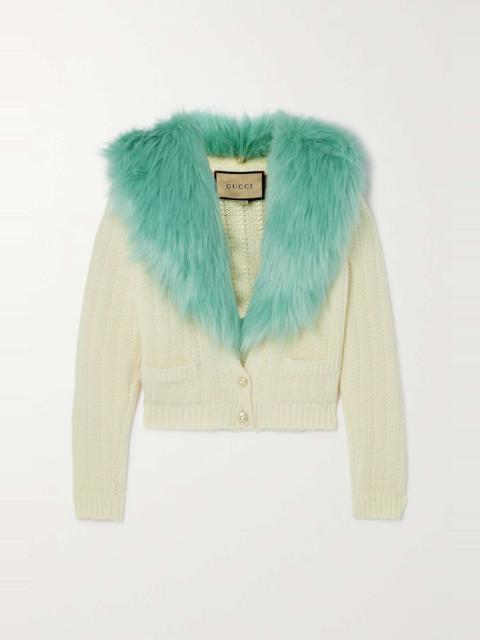 GUCCI 모직 cashmere 카디건과 가짜 모피