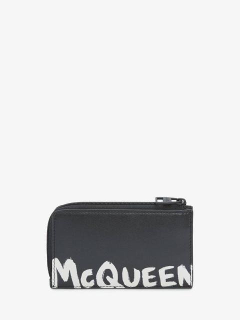 Alexander McQueen Mcqueen Graffiti Large Zip Coin Card Holder in Black/white