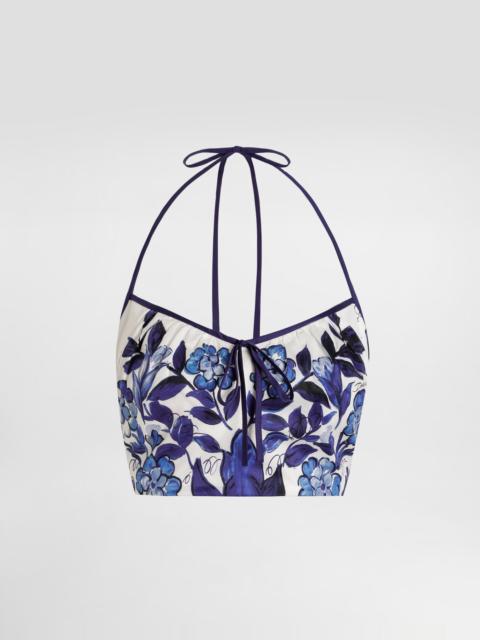 Dolce & Gabbana Majolica-print cotton satin top