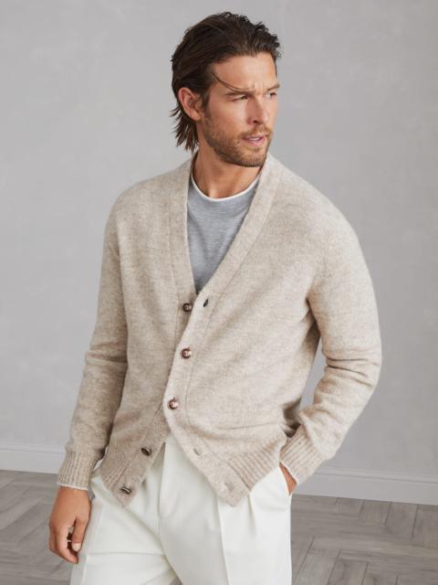 Alpaca, cotton and wool cardigan with metal buttons