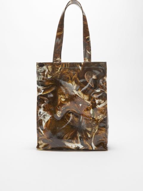 Logo shoulder tote bag - Cognac brown multi