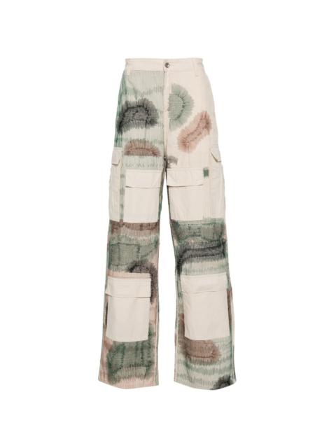 WHO DECIDES WAR camouflage embroidered cargo trousers