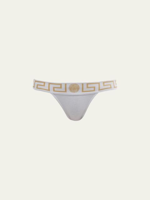 VERSACE Greca-Border Stretch Cotton Thong