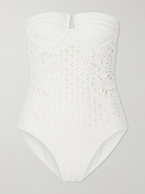 Zimmermann Indra Floral-embroidered Swimsuit