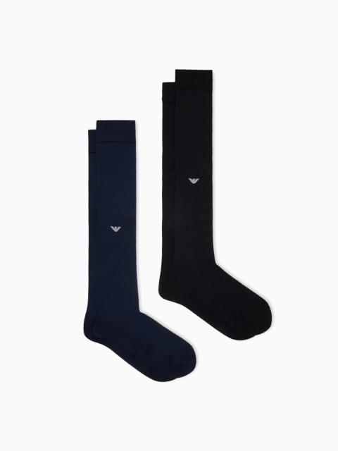 EMPORIO ARMANI TWO-PACK OF COTTON SOCKS WITH A SIDE EAGLE LOGO