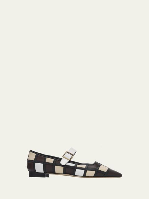 Manolo Blahnik Cucaya Patchwork Leather Ballerina Flats