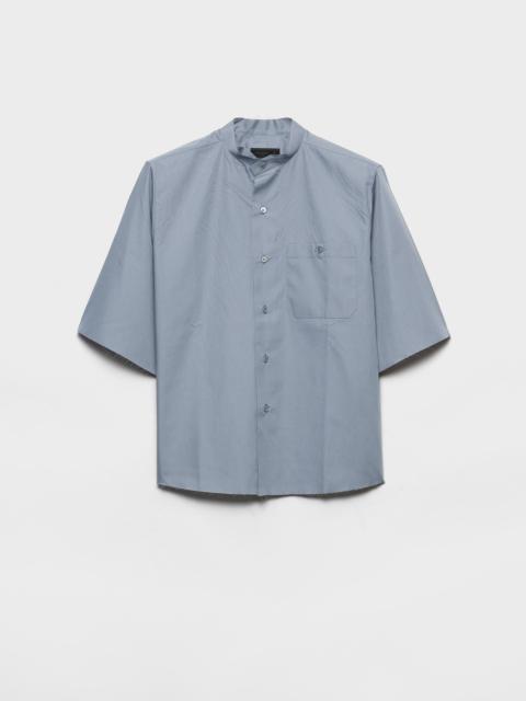 Short-sleeved cotton blend shirt