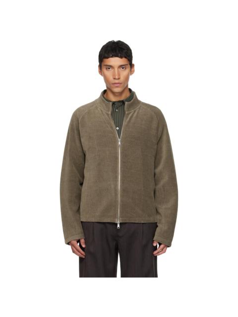 Khaki Leisure Zip Up Jacket