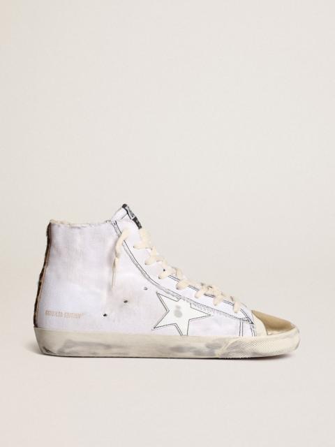 Francy LAB sneakers with white leather star and gold metallic leather toe