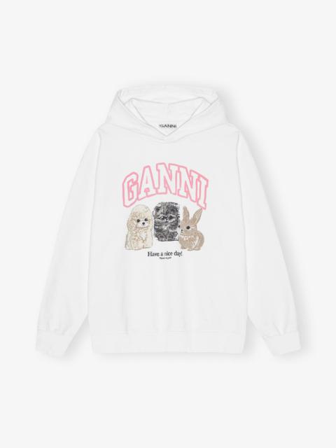 GANNI WHITE ANIMAL PRINT HOODIE