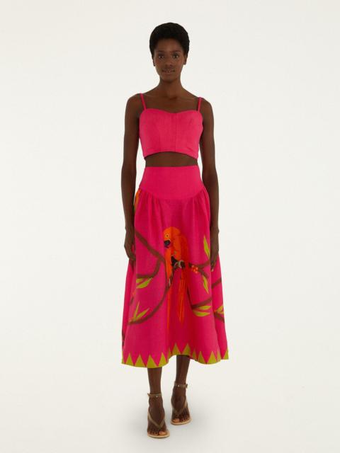 FARM RIO Pink Euroflax Premium Linen Maxi Skirt