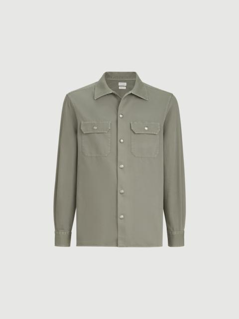 Brunello Cucinelli Garment-dyed overshirt in cotton gabardine with spread collar and chest pockets