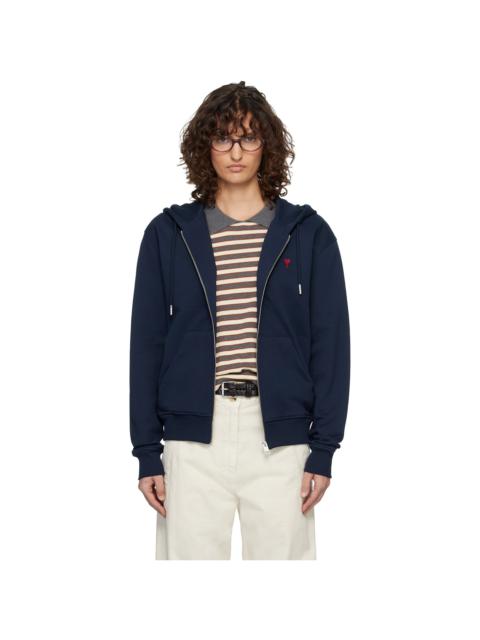 AMI Paris Navy Ami de Coeur Zipped Hoodie