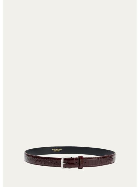 NILI LOTAN Sloane Lizard-Embossed Leather Belt