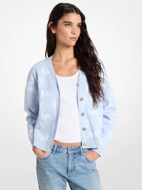 MICHAEL KORS Logo Jacquard Cotton Blend Cardigan