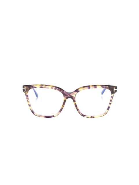 TOM FORD tortoiseshell-effect oversize-frame glasses