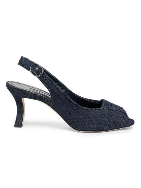 Manolo Blahnik Women's Lonike Denim Slingback Pumps - Grey