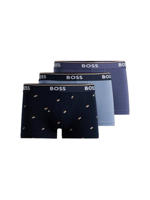 BOSS THREE-PACK OF STRETCH-COTTON TRUNKS WITH LOGO WAISTBANDS