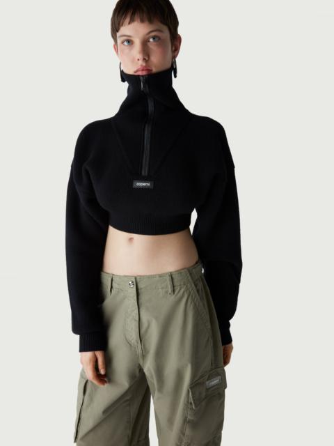 Half-Zip Boxy Cropped Sweater