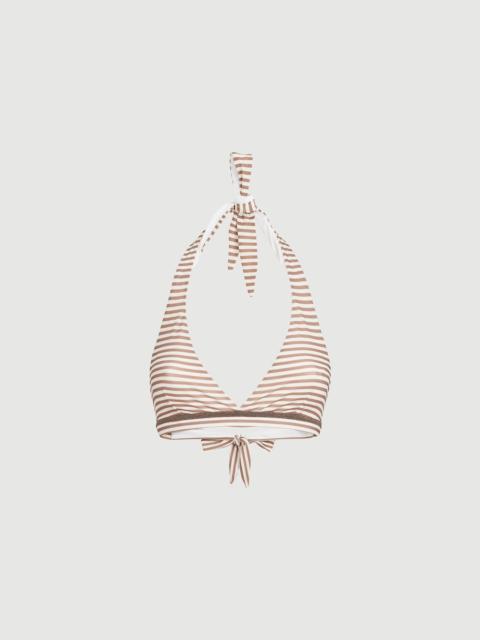 Brunello Cucinelli Striped techno jersey bikini top with precious trim
