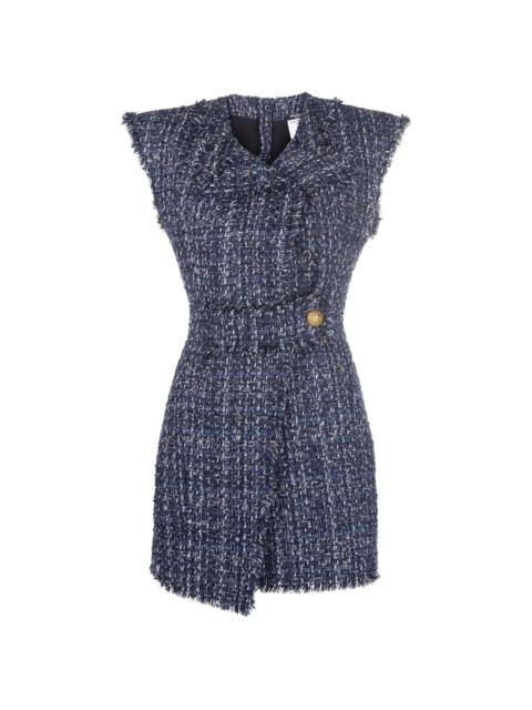 sleeveless denim tweed dress