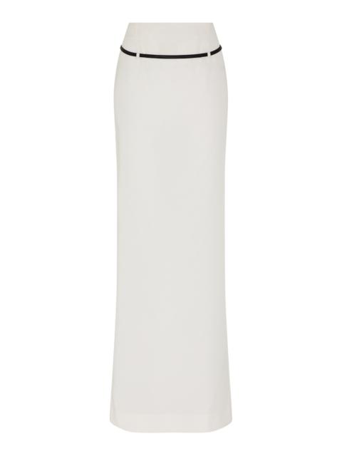 Paris Georgia Miller Belted Tencel-Linen Maxi Skirt white
