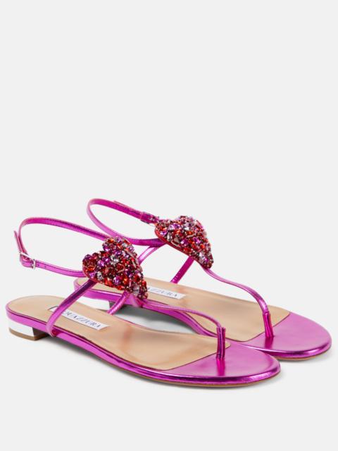 Love Me metallic leather thong sandals