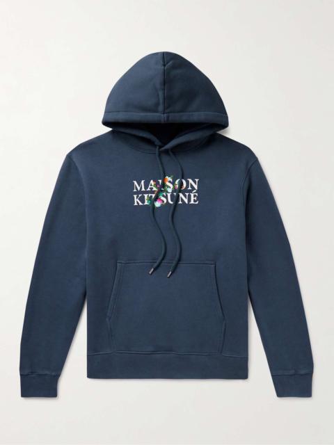 Logo-Print Embroidered Cotton-Jersey Hoodie
