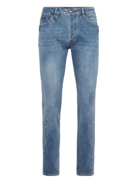 PHILIPP PLEIN logo-appliqué jeans