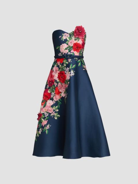 BADGLEY MISCHKA Women's Floral Embellished Strapless Cocktail Dress - Navy