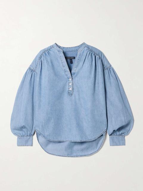 VERONICA BEARD Kylie cotton and TENCEL® Lyocell-blend chambray shirt Mid denim