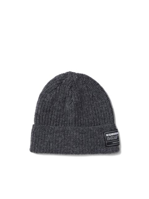 NEIGHBORHOOD ribbed logo-patch beanie hat