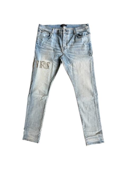 AMIRI Baroque Varsity Logo Jeans "Antique Indigo" AMR010