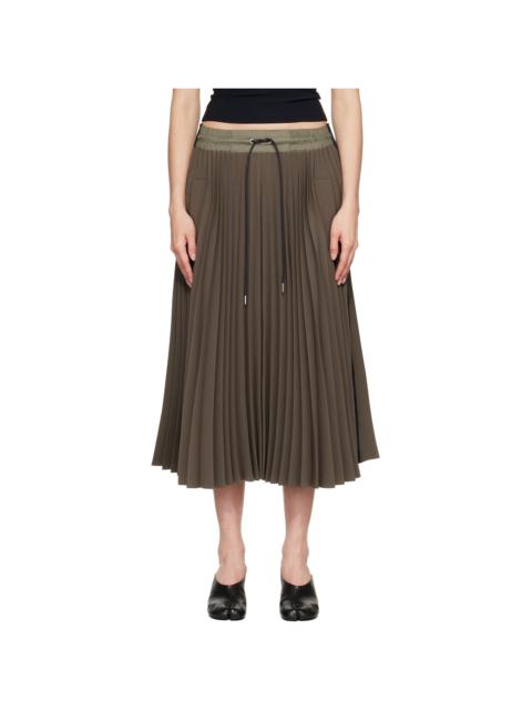 sacai Khaki Matelasse Twill Midi Skirt