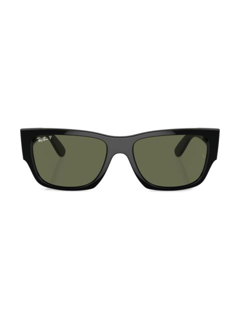 Ray-Ban Women's RB0947S Carlos 56MM Rectangular Sunglasses - Black Dark Green