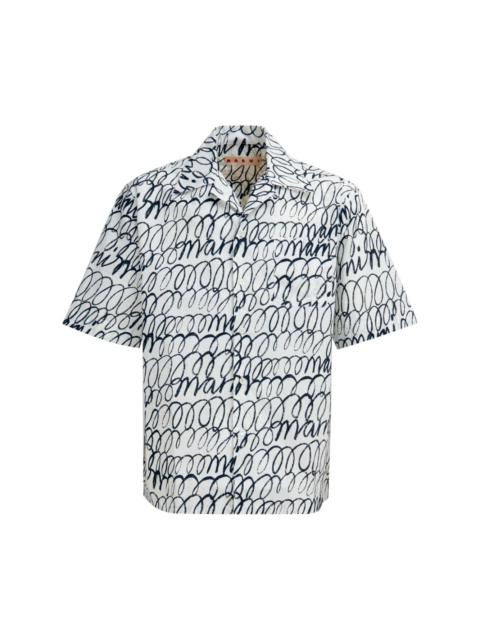 Marni scribble-print short-sleeve cotton shirt