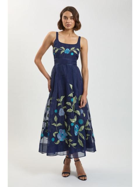 KAREN MILLEN Embroidered Detail Organdie Midi Dress