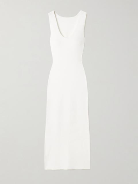 SIR. Chiara cotton-blend bouclé maxi dress White
