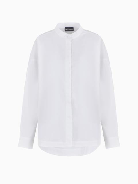 Polished cotton oversized shirt with guru collar