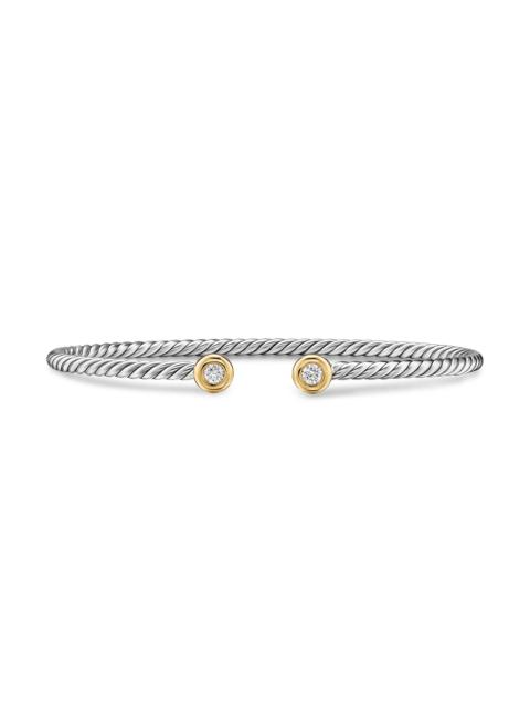 DAVID YURMAN Women's Micro Cable Flex Round Bracelet in Sterling Silver - Diamond