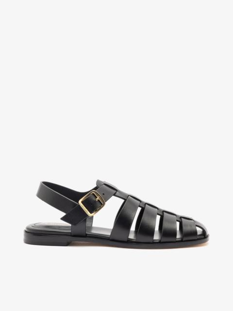 Larroudé Stevie Flat Sandal In Black Leather