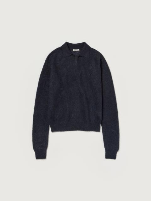 AURALEE BABY SURI ALPACA SHEER KNIT SKIPPER POLO