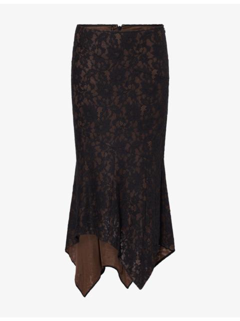 De La Vali Faela Lace Midi Skirt