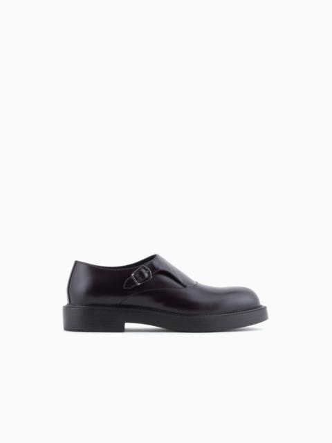 EMPORIO ARMANI BRUSHED LEATHER MONKSTRAPS